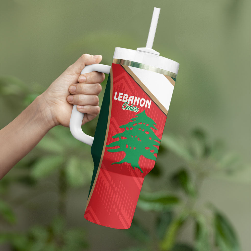 Rugby Samoa and Lebanon Tumbler With Handle Toa Samoa Cedars Together LT14 - Polynesian Pride