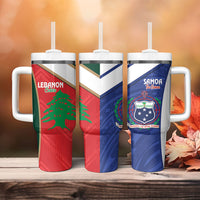 Rugby Samoa and Lebanon Tumbler With Handle Toa Samoa Cedars Together LT14 - Polynesian Pride