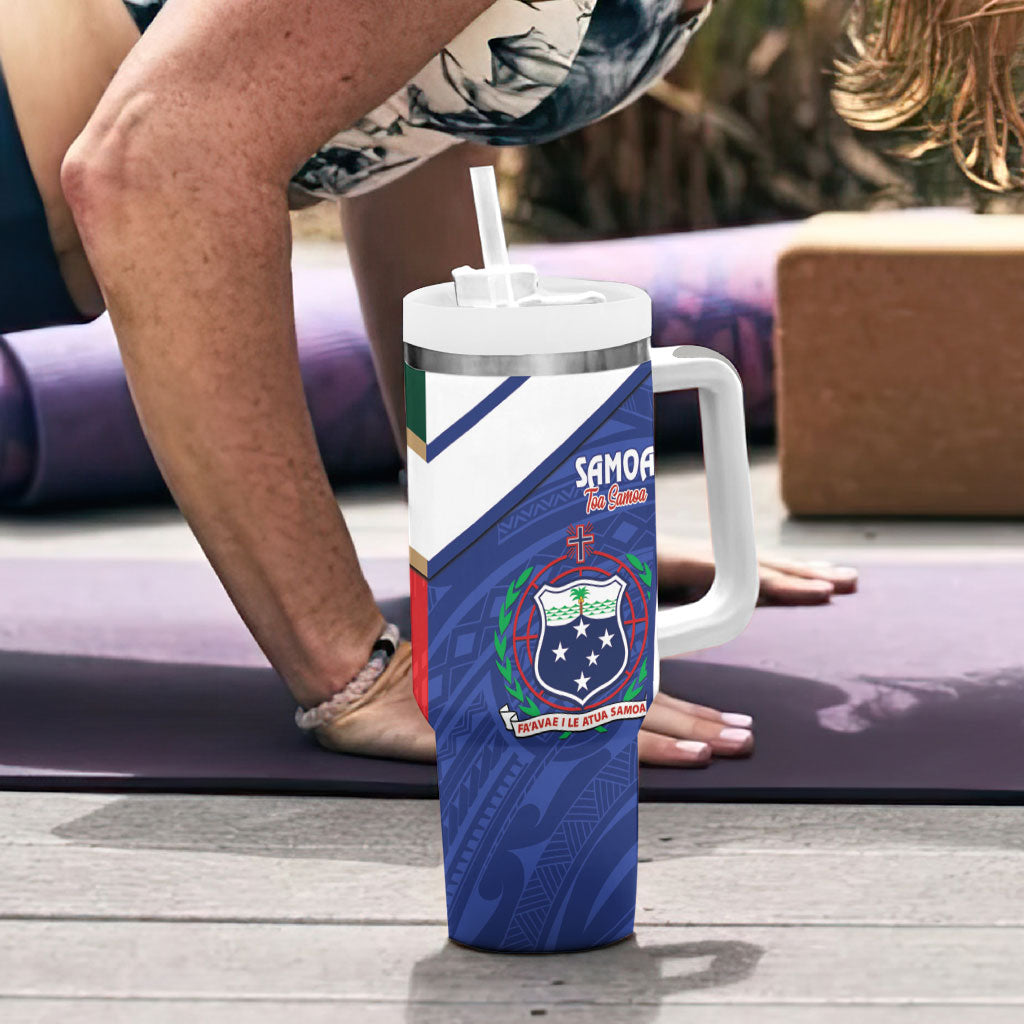Rugby Samoa and Lebanon Tumbler With Handle Toa Samoa Cedars Together LT14 - Polynesian Pride