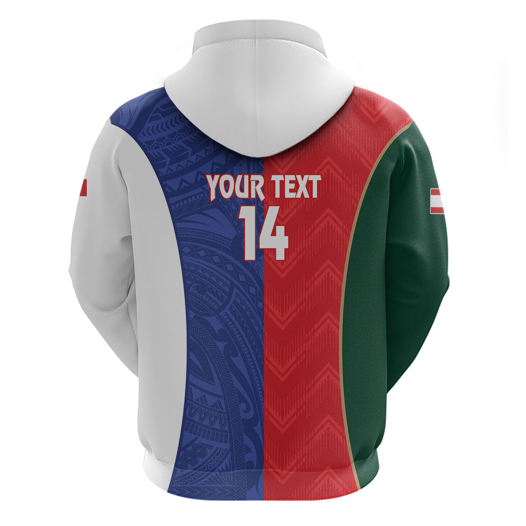 Custom Rugby Samoa and Lebanon Zip Hoodie Toa Samoa Cedars Together LT14 - Polynesian Pride