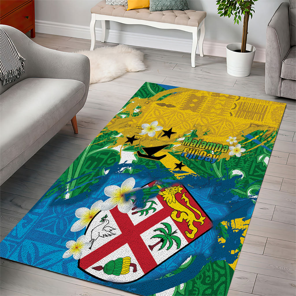 Malampa Fiji Day Area Rug 10 October Together We Grow Grunge Tapa Motifs LT14 - Polynesian Pride