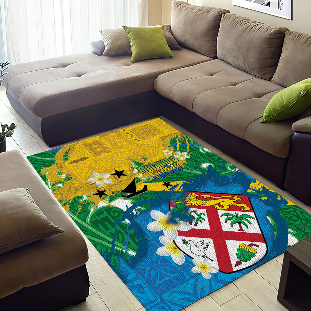 Malampa Fiji Day Area Rug 10 October Together We Grow Grunge Tapa Motifs LT14 - Polynesian Pride