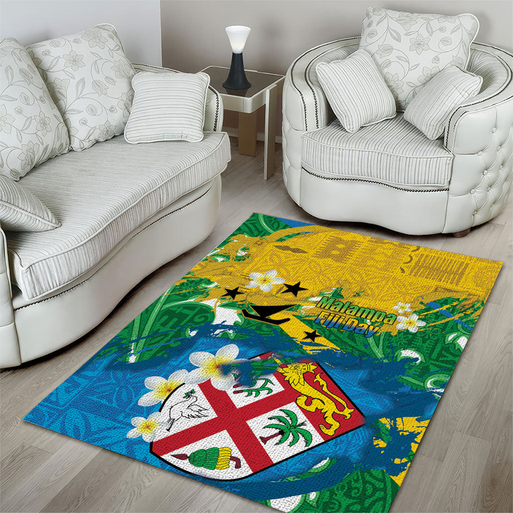 Malampa Fiji Day Area Rug 10 October Together We Grow Grunge Tapa Motifs LT14 - Polynesian Pride
