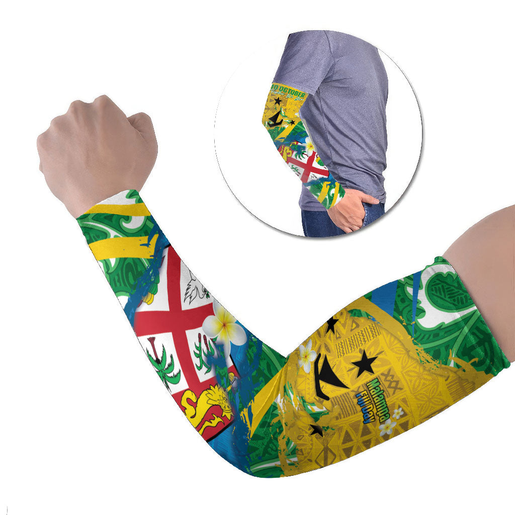 Malampa Fiji Day Arm Sleeves 10 October Together We Grow Grunge Tapa Motifs LT14 Set of 2 Multicolor - Polynesian Pride