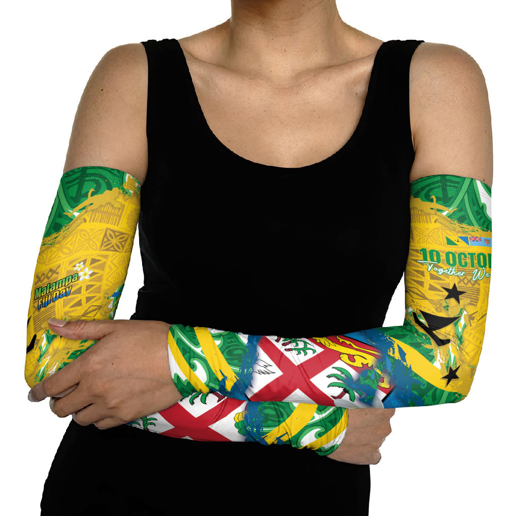 Malampa Fiji Day Arm Sleeves 10 October Together We Grow Grunge Tapa Motifs LT14 - Polynesian Pride