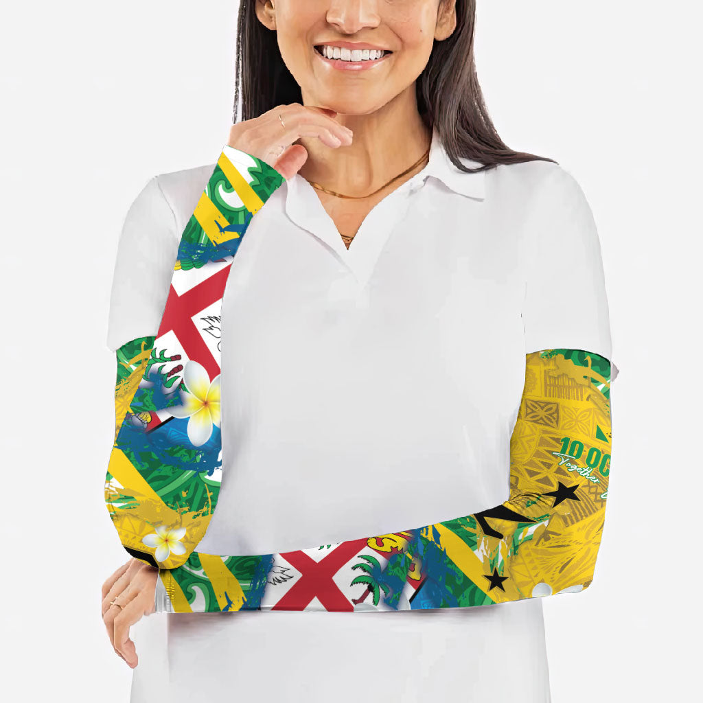 Malampa Fiji Day Arm Sleeves 10 October Together We Grow Grunge Tapa Motifs LT14 - Polynesian Pride