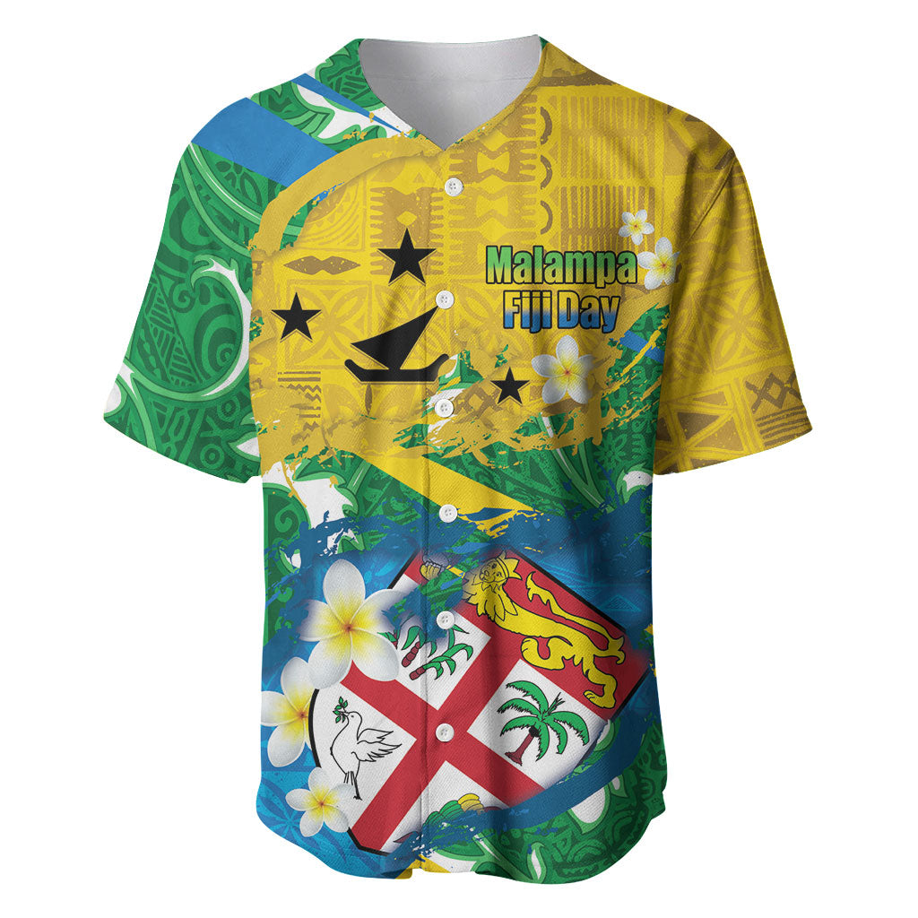Malampa Fiji Day Baseball Jersey 10 October Together We Grow Grunge Tapa Motifs LT14 Multicolor - Polynesian Pride