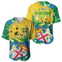 Malampa Fiji Day Baseball Jersey 10 October Together We Grow Grunge Tapa Motifs LT14 - Polynesian Pride