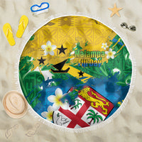 Malampa Fiji Day Beach Blanket 10 October Together We Grow Grunge Tapa Motifs LT14 One Size 150cm Multicolor - Polynesian Pride