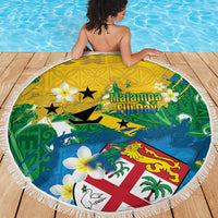Malampa Fiji Day Beach Blanket 10 October Together We Grow Grunge Tapa Motifs LT14 - Polynesian Pride