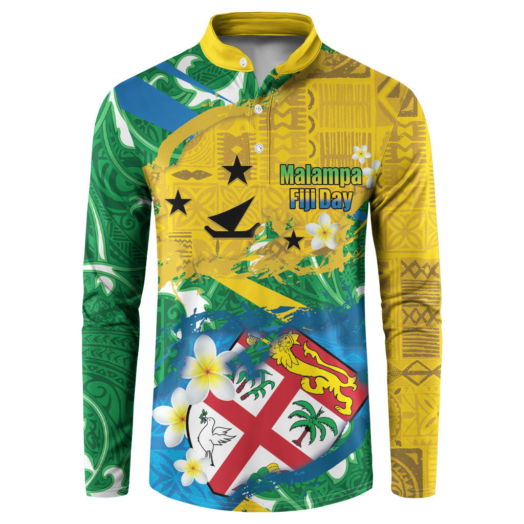 Malampa Fiji Day Button Sweatshirt 10 October Together We Grow Grunge Tapa Motifs LT14 Multicolor - Polynesian Pride