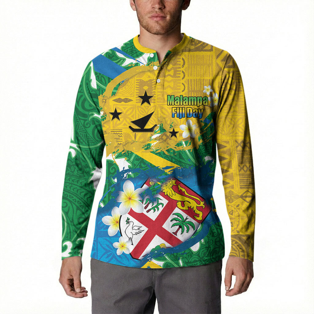 Malampa Fiji Day Button Sweatshirt 10 October Together We Grow Grunge Tapa Motifs LT14 - Polynesian Pride