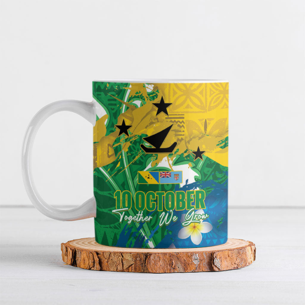Malampa Fiji Day Ceramic Mug 10 October Together We Grow Grunge Tapa Motifs LT14 Multicolor - Polynesian Pride