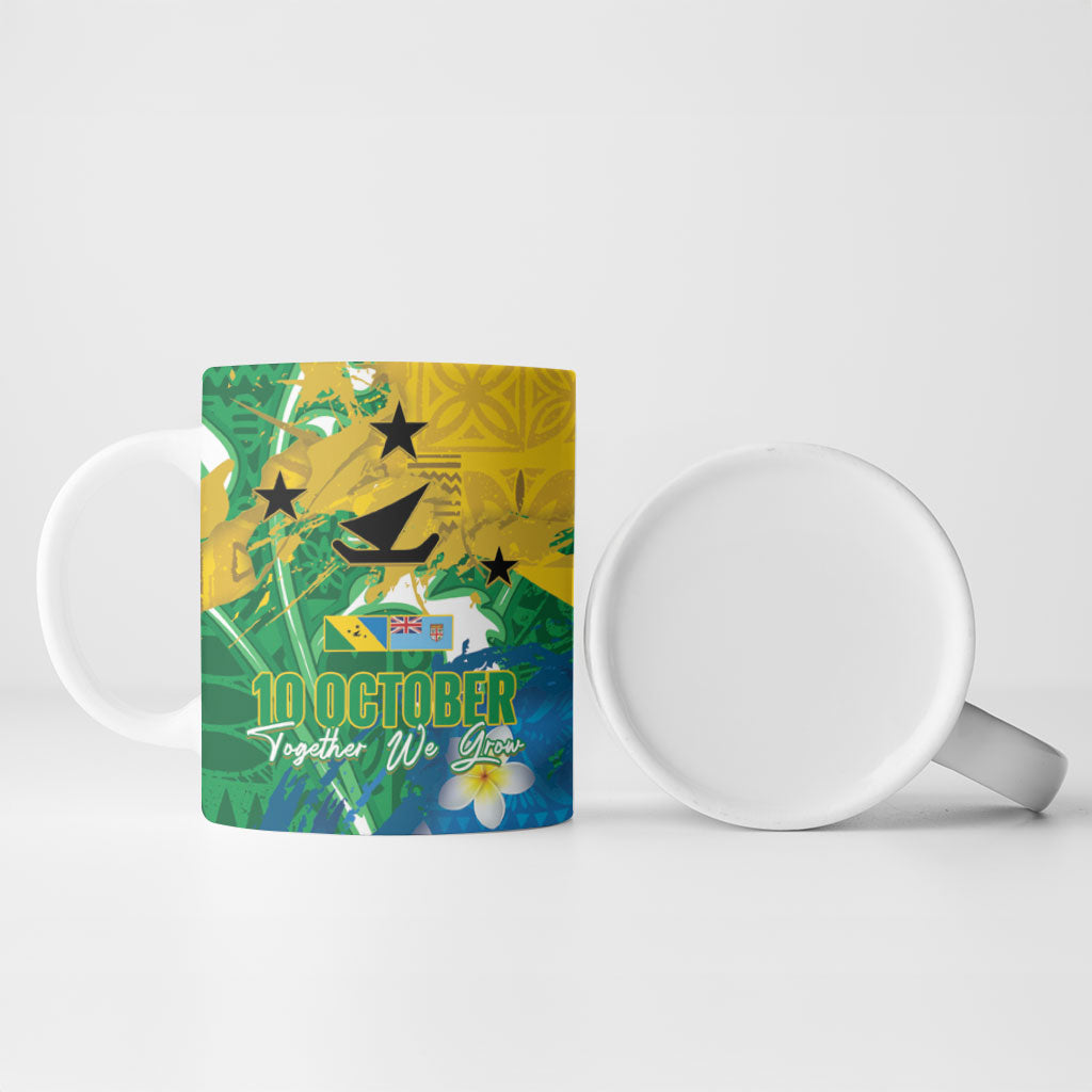 Malampa Fiji Day Ceramic Mug 10 October Together We Grow Grunge Tapa Motifs LT14 - Polynesian Pride