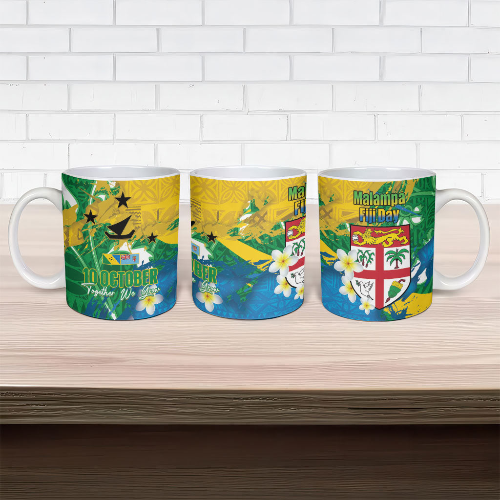 Malampa Fiji Day Ceramic Mug 10 October Together We Grow Grunge Tapa Motifs LT14 - Polynesian Pride