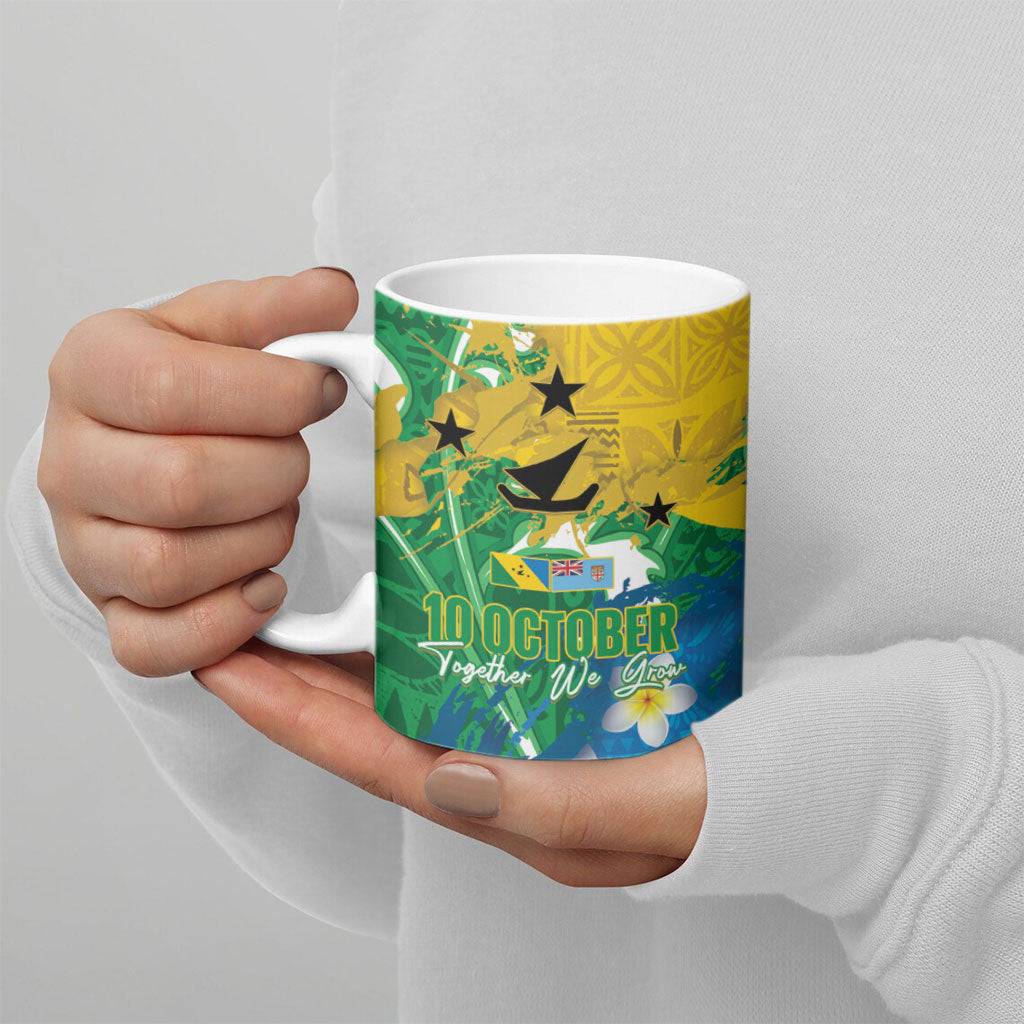 Malampa Fiji Day Ceramic Mug 10 October Together We Grow Grunge Tapa Motifs LT14 - Polynesian Pride