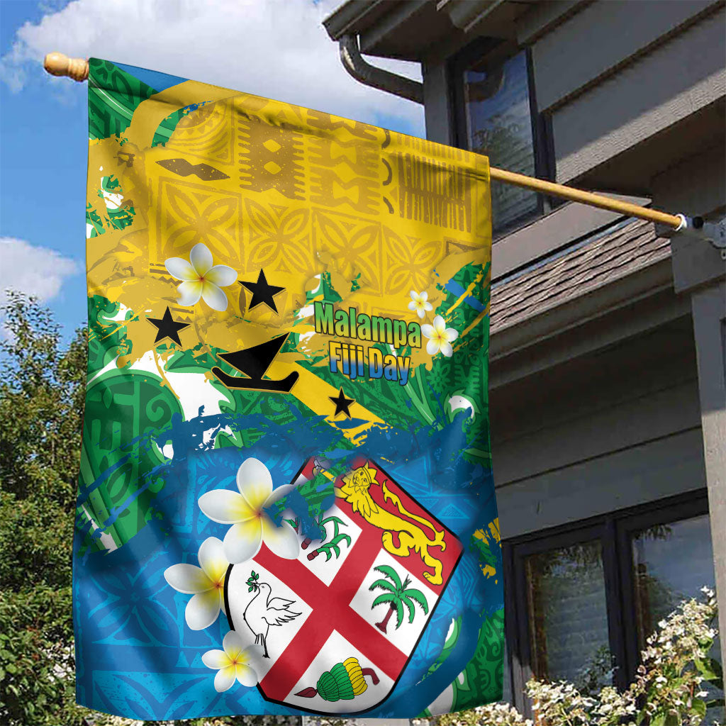 Malampa Fiji Day Garden Flag 10 October Together We Grow Grunge Tapa Motifs LT14 - Polynesian Pride
