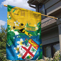 Malampa Fiji Day Garden Flag 10 October Together We Grow Grunge Tapa Motifs LT14 - Polynesian Pride