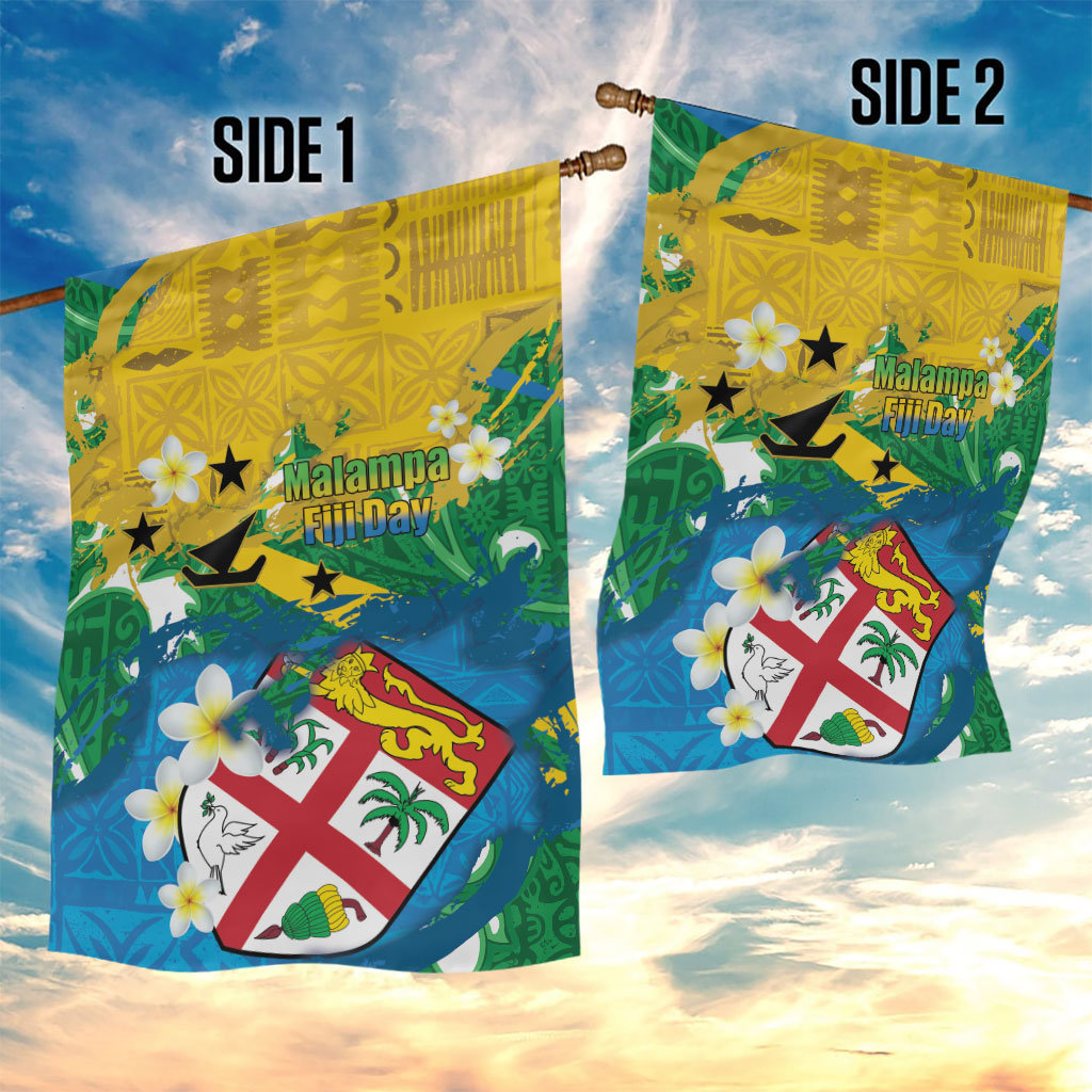 Malampa Fiji Day Garden Flag 10 October Together We Grow Grunge Tapa Motifs LT14 - Polynesian Pride