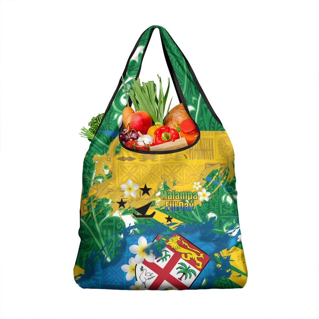 Malampa Fiji Day Grocery Bag 10 October Together We Grow Grunge Tapa Motifs LT14 1-pack One Size Multicolor - Polynesian Pride