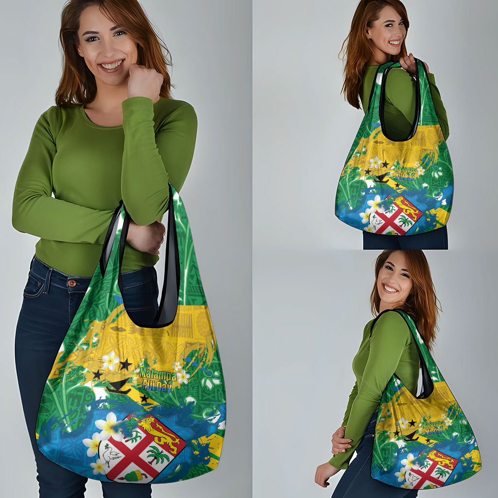 Malampa Fiji Day Grocery Bag 10 October Together We Grow Grunge Tapa Motifs LT14 - Polynesian Pride