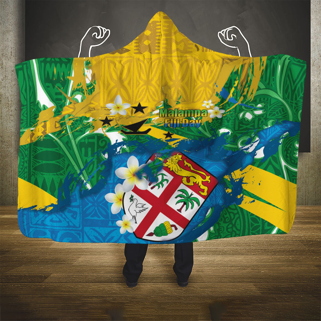Malampa Fiji Day Hooded Blanket 10 October Together We Grow Grunge Tapa Motifs LT14 - Polynesian Pride