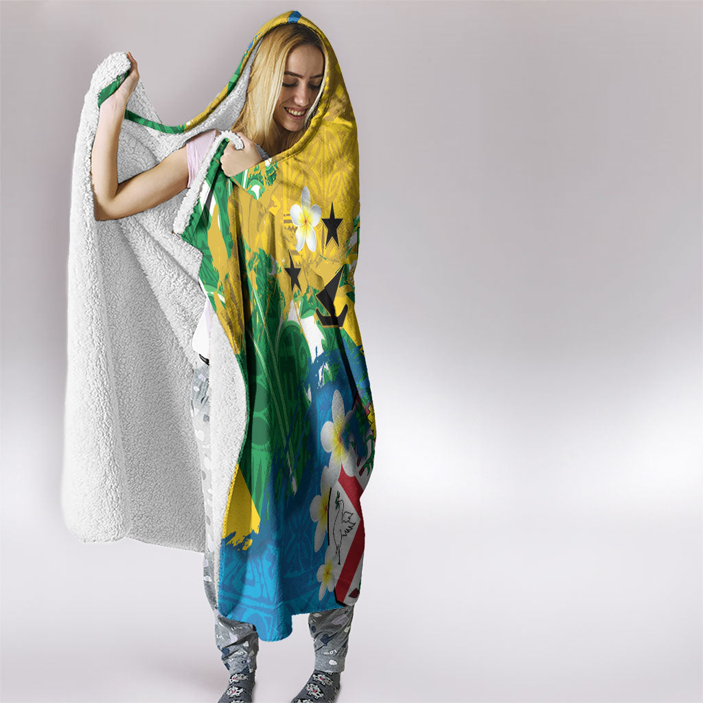 Malampa Fiji Day Hooded Blanket 10 October Together We Grow Grunge Tapa Motifs LT14 - Polynesian Pride
