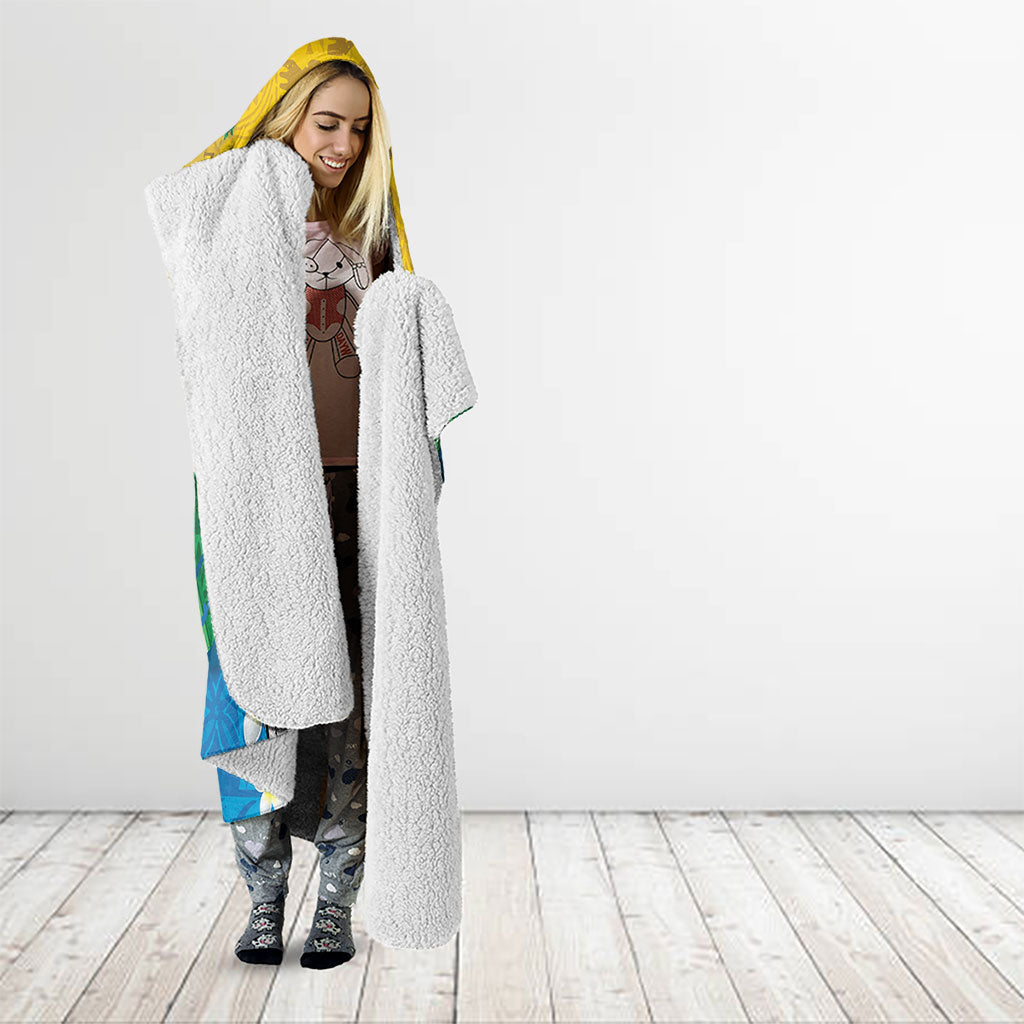 Malampa Fiji Day Hooded Blanket 10 October Together We Grow Grunge Tapa Motifs LT14 - Polynesian Pride