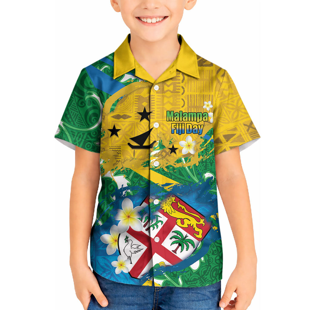 Malampa Fiji Day Kid Hawaiian Shirt 10 October Together We Grow Grunge Tapa Motifs LT14 Kid Multicolor - Polynesian Pride