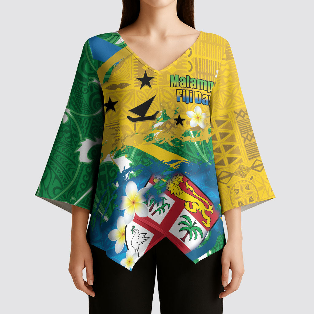 Malampa Fiji Day Kimono Sleeve Blouse 10 October Together We Grow Grunge Tapa Motifs LT14 - Polynesian Pride