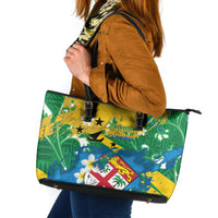 Malampa Fiji Day Leather Tote Bag 10 October Together We Grow Grunge Tapa Motifs LT14 Multicolor - Polynesian Pride