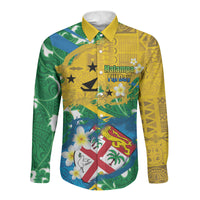 Malampa Fiji Day Long Sleeve Button Shirt 10 October Together We Grow Grunge Tapa Motifs LT14 Unisex Multicolor - Polynesian Pride