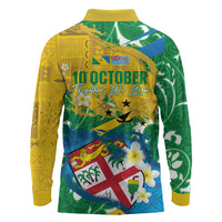 Malampa Fiji Day Long Sleeve Polo Shirt 10 October Together We Grow Grunge Tapa Motifs LT14 - Polynesian Pride