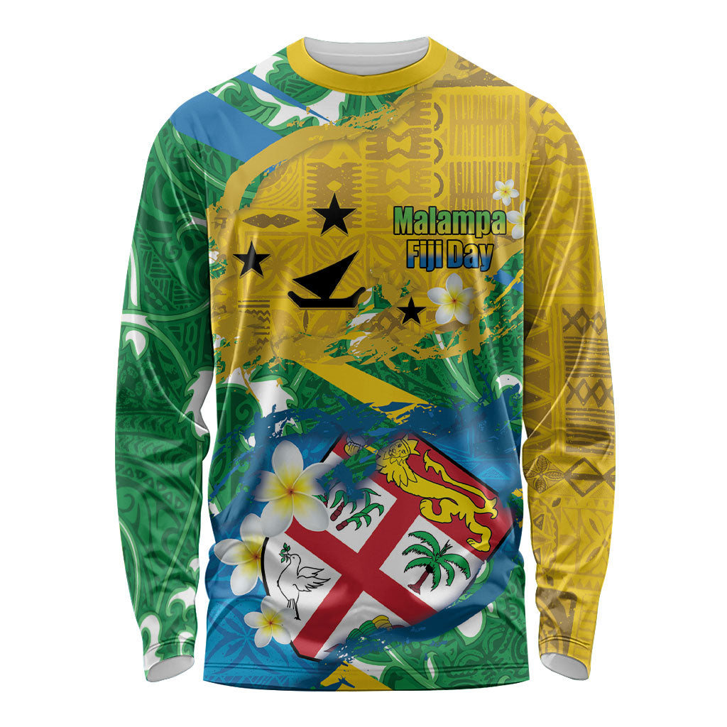 Malampa Fiji Day Long Sleeve Shirt 10 October Together We Grow Grunge Tapa Motifs LT14 Unisex Multicolor - Polynesian Pride