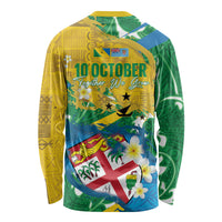 Malampa Fiji Day Long Sleeve Shirt 10 October Together We Grow Grunge Tapa Motifs LT14 - Polynesian Pride
