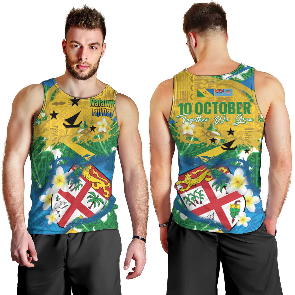 Malampa Fiji Day Men Tank Top 10 October Together We Grow Grunge Tapa Motifs LT14 - Polynesian Pride