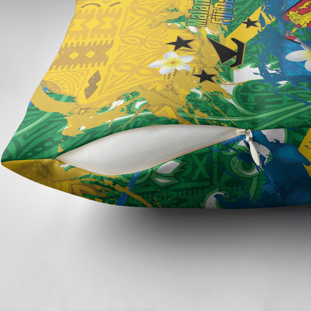 Malampa Fiji Day Pillow Cover 10 October Together We Grow Grunge Tapa Motifs LT14 - Polynesian Pride