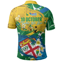 Malampa Fiji Day Polo Shirt 10 October Together We Grow Grunge Tapa Motifs LT14 - Polynesian Pride