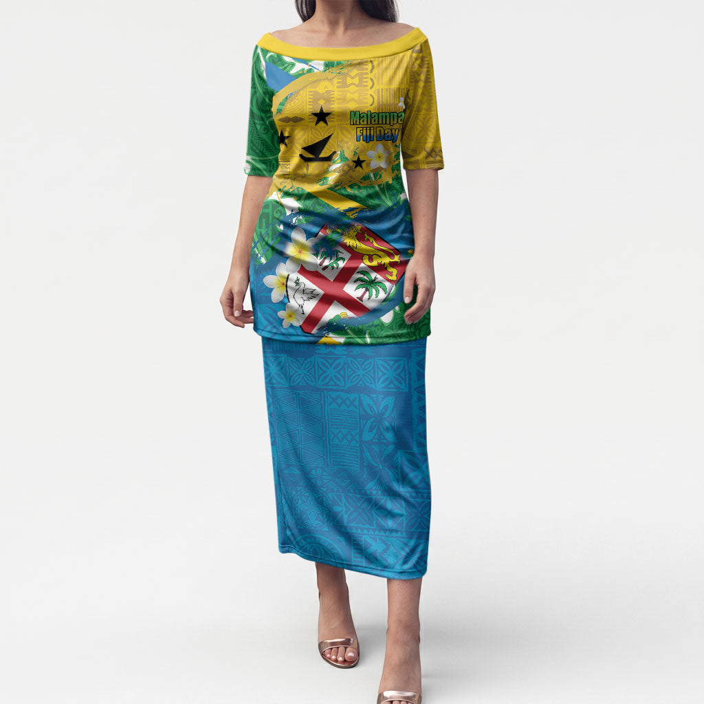 Malampa Fiji Day Puletasi 10 October Together We Grow Grunge Tapa Motifs LT14 Long Dress Multicolor - Polynesian Pride