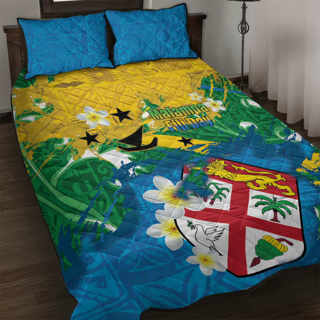 Malampa Fiji Day Quilt Bed Set 10 October Together We Grow Grunge Tapa Motifs LT14 Multicolor - Polynesian Pride