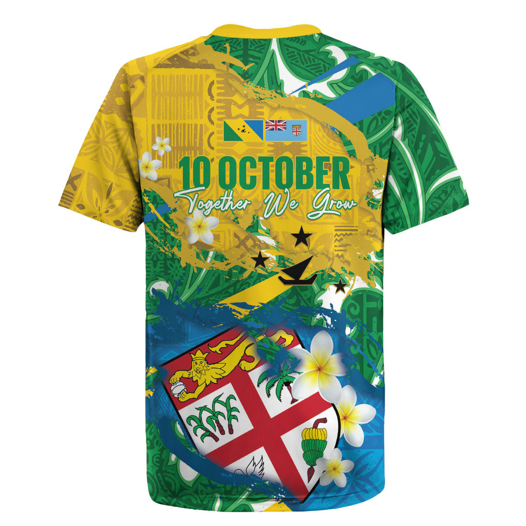 Malampa Fiji Day Rugby Jersey 10 October Together We Grow Grunge Tapa Motifs LT14 - Polynesian Pride