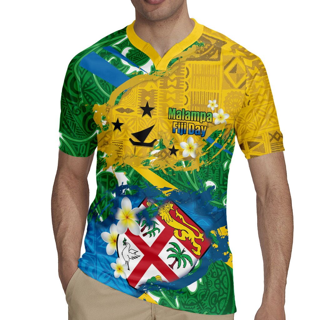 Malampa Fiji Day Rugby Jersey 10 October Together We Grow Grunge Tapa Motifs LT14 - Polynesian Pride