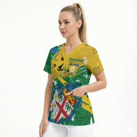Malampa Fiji Day Scrub Top 10 October Together We Grow Grunge Tapa Motifs LT14 - Polynesian Pride