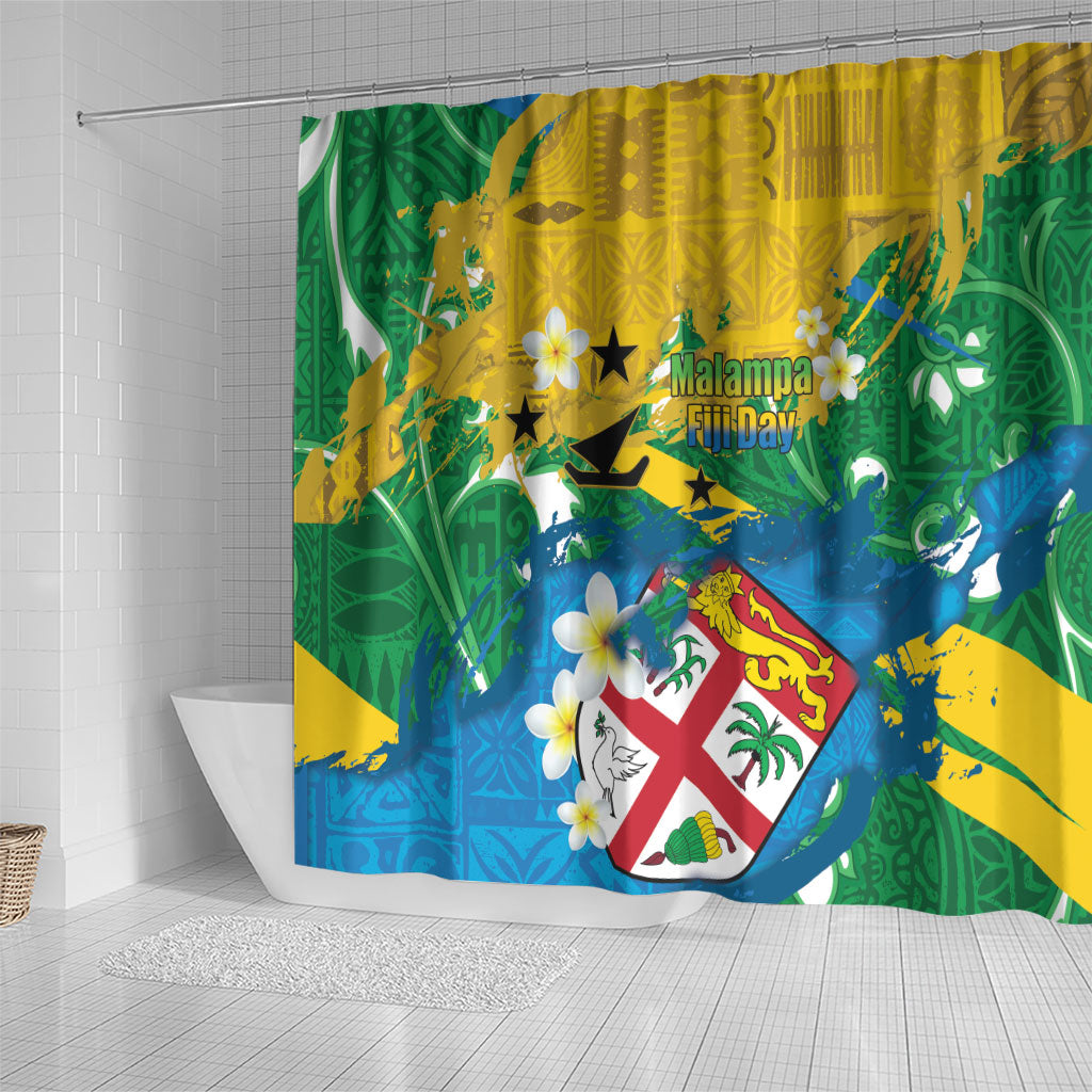Malampa Fiji Day Shower Curtain 10 October Together We Grow Grunge Tapa Motifs LT14 - Polynesian Pride