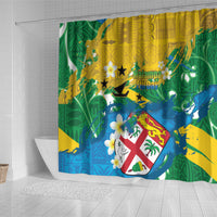 Malampa Fiji Day Shower Curtain 10 October Together We Grow Grunge Tapa Motifs LT14 - Polynesian Pride