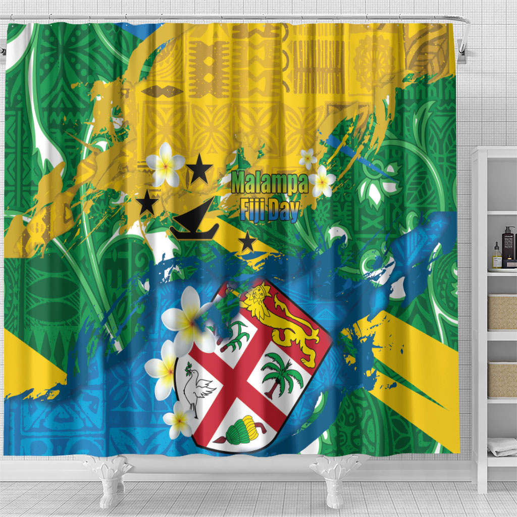 Malampa Fiji Day Shower Curtain 10 October Together We Grow Grunge Tapa Motifs LT14 - Polynesian Pride