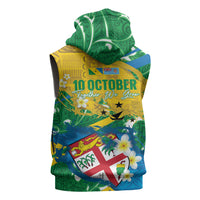 Malampa Fiji Day Sleeveless Hoodie 10 October Together We Grow Grunge Tapa Motifs LT14 - Polynesian Pride