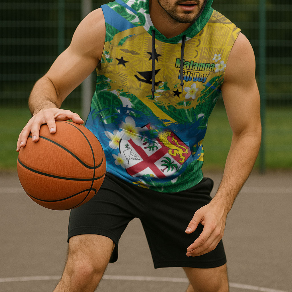 Malampa Fiji Day Sleeveless Hoodie 10 October Together We Grow Grunge Tapa Motifs LT14 - Polynesian Pride
