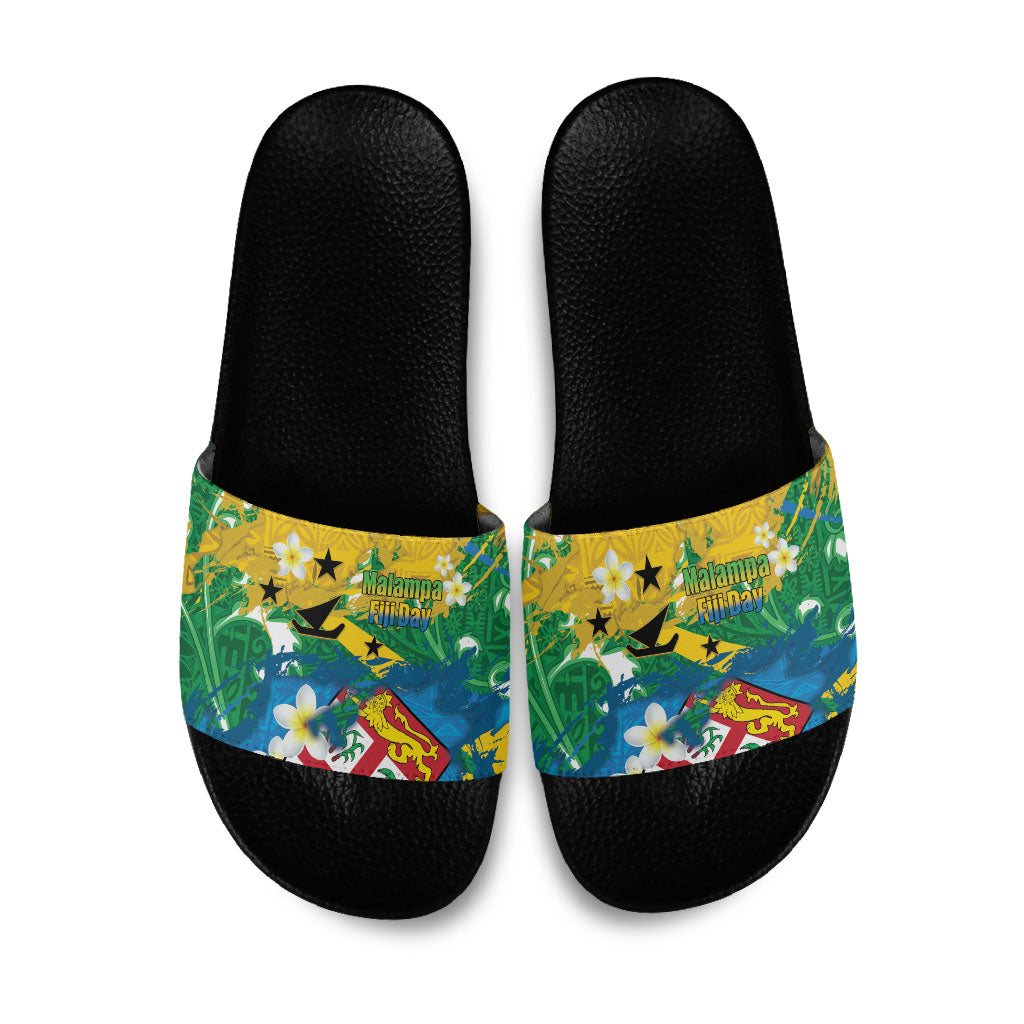 Malampa Fiji Day Slide Sandals 10 October Together We Grow Grunge Tapa Motifs LT14 Multicolor - Polynesian Pride