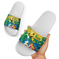 Malampa Fiji Day Slide Sandals 10 October Together We Grow Grunge Tapa Motifs LT14 - Polynesian Pride
